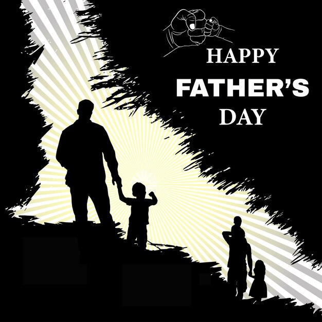 Happy Father's Day Greetings Black White Background Social Media Design Banner Free Vector