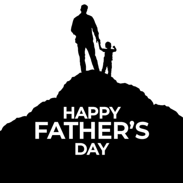 Happy Father's Day Greetings Black White Background Social Media Design Banner Free Vector