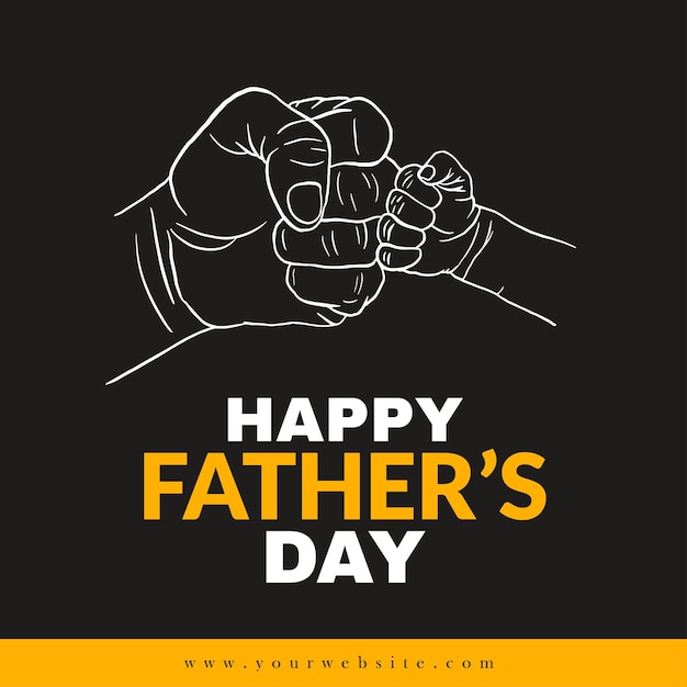 Happy Father's Day Greetings Black White Yellow Background Social Media Design Banner Free Vector