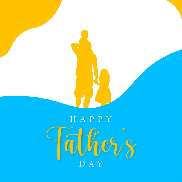 Happy Father's Day Greetings Blue Orange Background Social Media Design Banner Free Vector