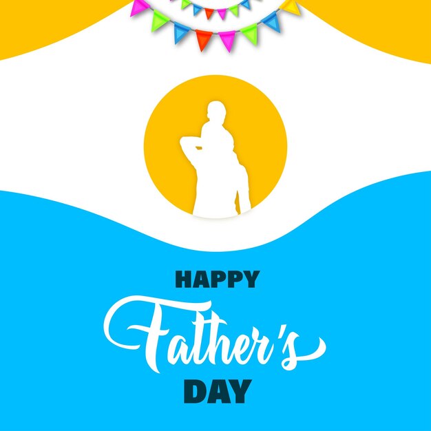 Happy father's day greetings blue orange background social media design banner free vector