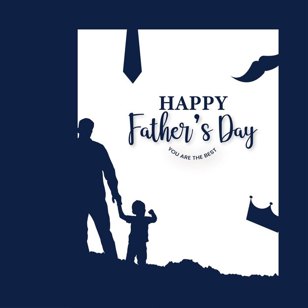 Счастливый день отца поздравления синий белый фон дизайн социальных медиа баннер Бесплатные векторы