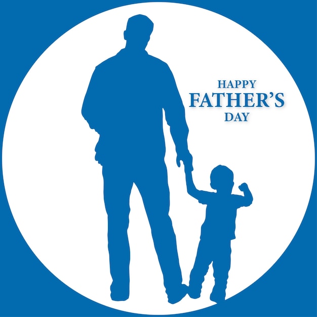 Happy Father's Day Greetings Blue White Background Social Media Design Banner Free Vector