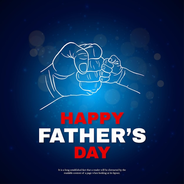 Free vector happy father's day greetings blue white red background social media design banner free vector