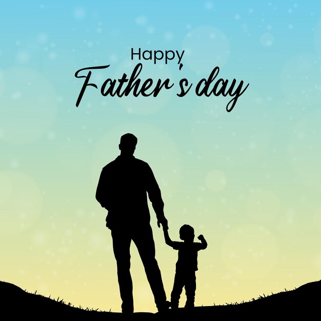 Happy Father's Day Greetings Blue Yellow Black Background Social Media Design Banner Free Vector