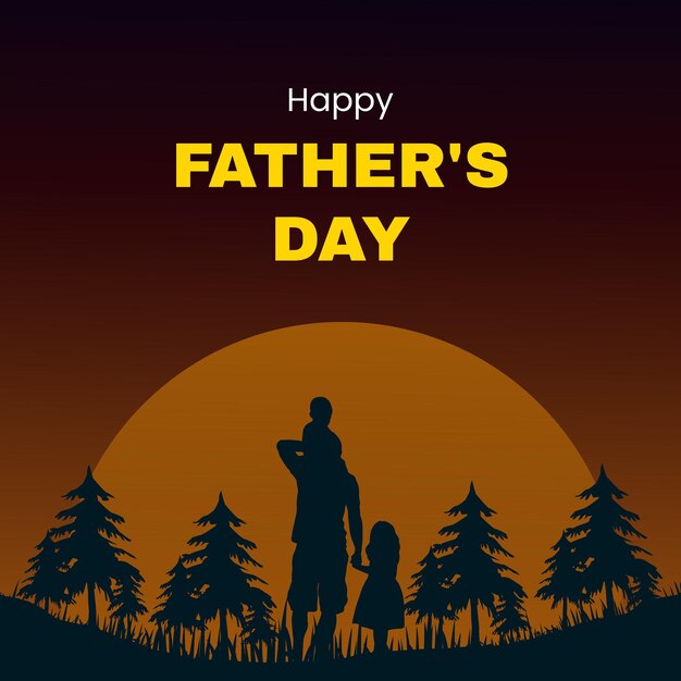 Happy Father's Day Greetings Brown Black Background Social Media Design Banner Free Vector