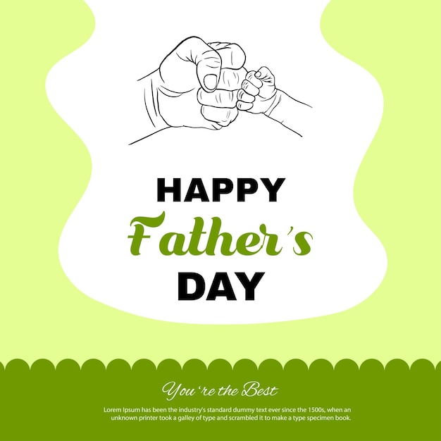 Happy Father's Day Greetings Green Black White Background Social Media Design Banner Free Vector