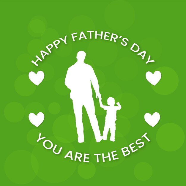 Happy Father's Day Greetings Green White Background Social Media Design Banner Free Vector