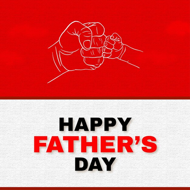幸せな父の日の挨拶灰色の赤い背景ソーシャルメディアデザインバナー無料ベクトル