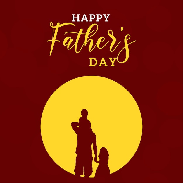 Happy father's day greetings maroon yellow background social media design banner free vector