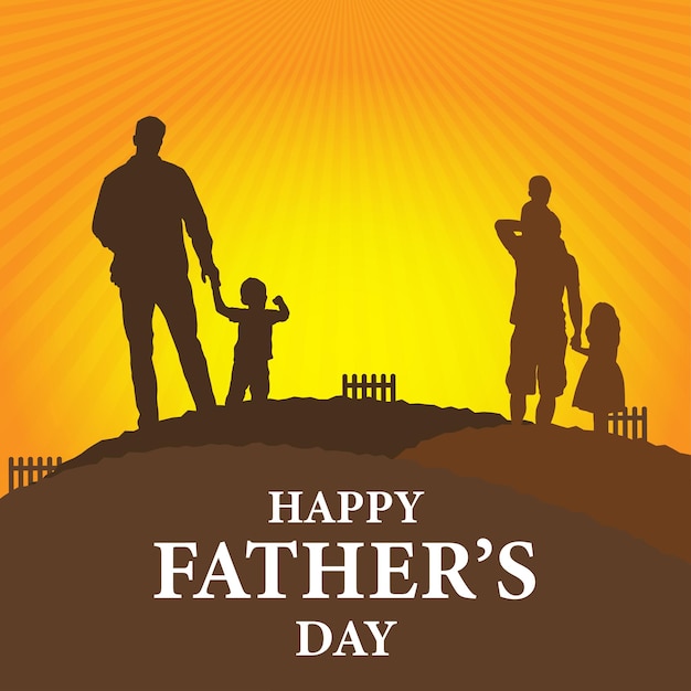 Happy Father's Day Greetings Orange Yellow Brown Background Social Media Design Banner Free Vector