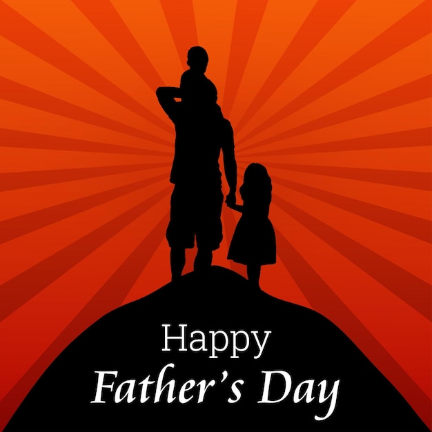 Free vector happy father's day greetings red black background social media design banner free vector