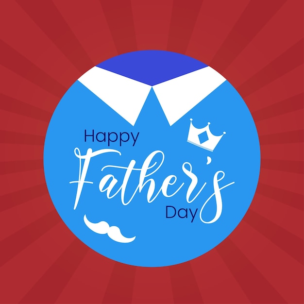 Happy father's day greetings red blue white background social media design banner free vector