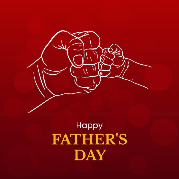 Happy Father's Day Greetings Red White Yellow Background Social Media Design Banner Free Vector