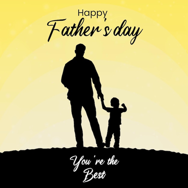 Happy Father's Day Greetings Yellow Black Background Social Media Design Banner Free Vector