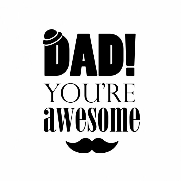 Happy Father's day typography with white background