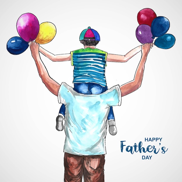 Бесплатное векторное изображение Счастливый день отца с фоном папы и детей