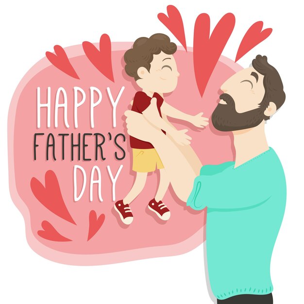 Happy father's day with dad and boy