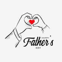 Free vector happy father's day with dad and child heart hand drawn sketch