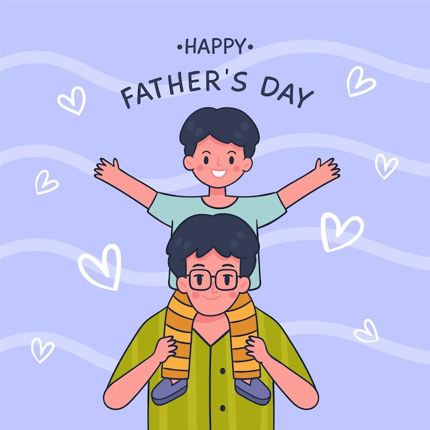 Free vector happy father's day with dad and son