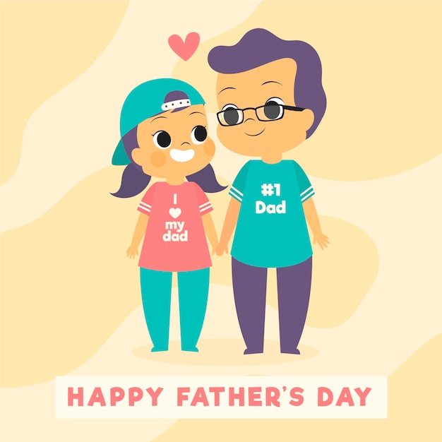 Free vector happy father's day with daughter and father