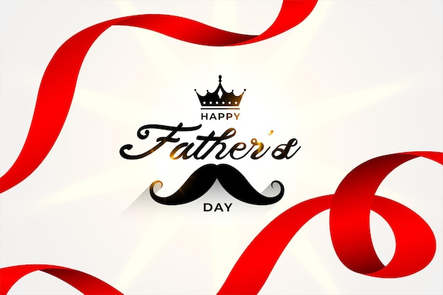 Free vector happy fathers day beautiful  greeting card with red ribbons