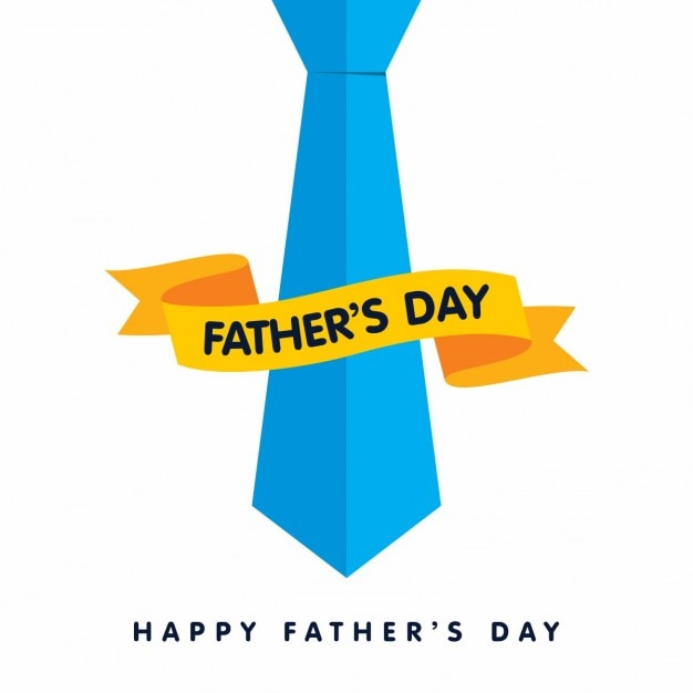 Happy fathers day card with blue tie with ribbon