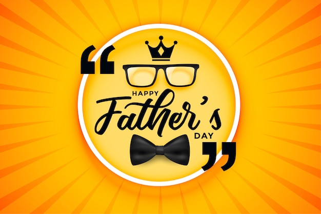 Free vector happy fathers day celebration card with crown bow and spectacle