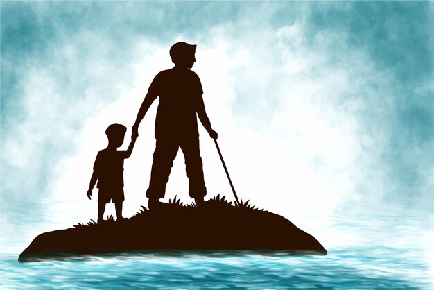 Happy fathers day concept with silhouette design