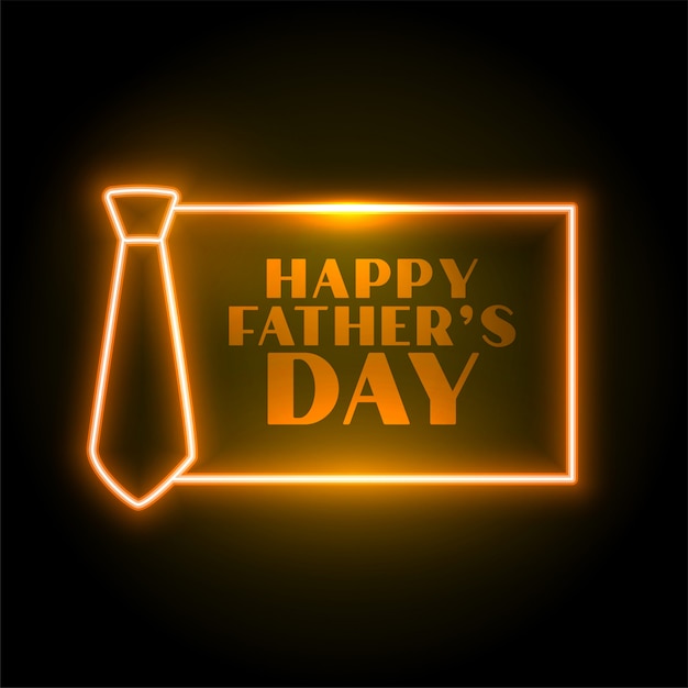 Happy fathers day neon style card design