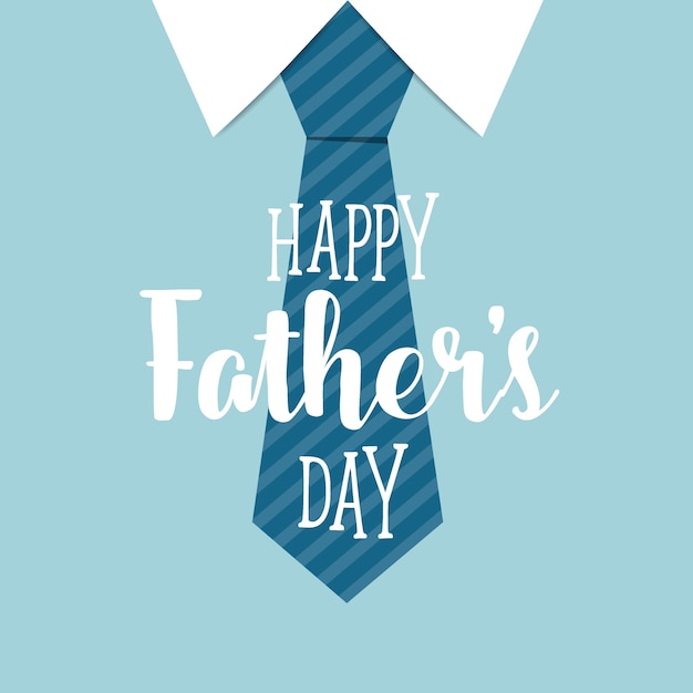 Happy fathers day with blue tie background