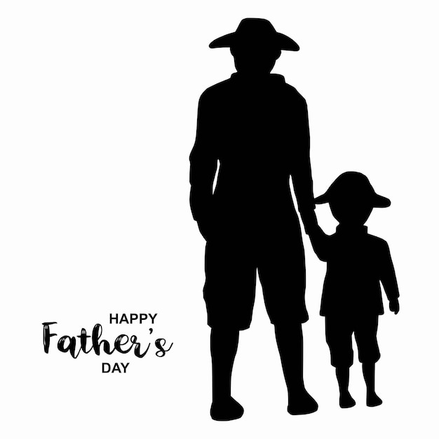 Free Vector happy fathers day with dad and children silhouettes on white background