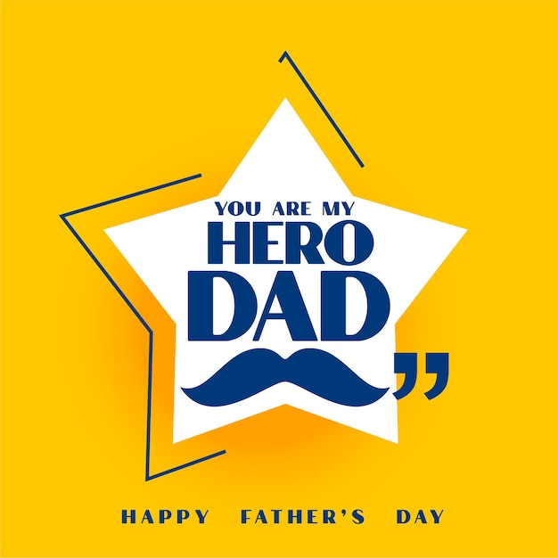 Free vector happy fathers day yellow star  greeting card design