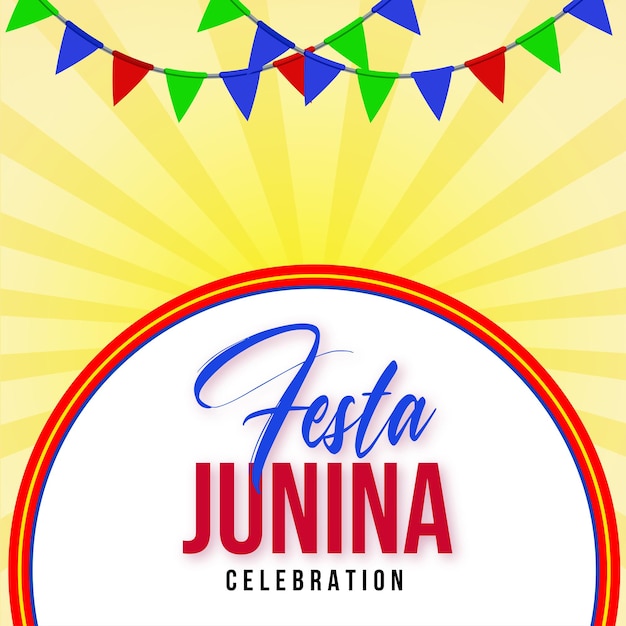 Happy festa junina yellow red blue background social media design banner free vector