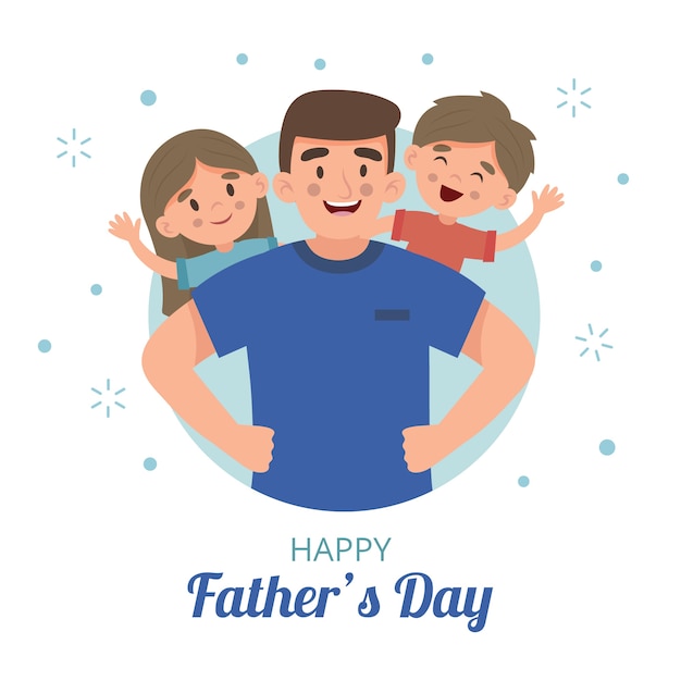 Happy flat design father's day and family