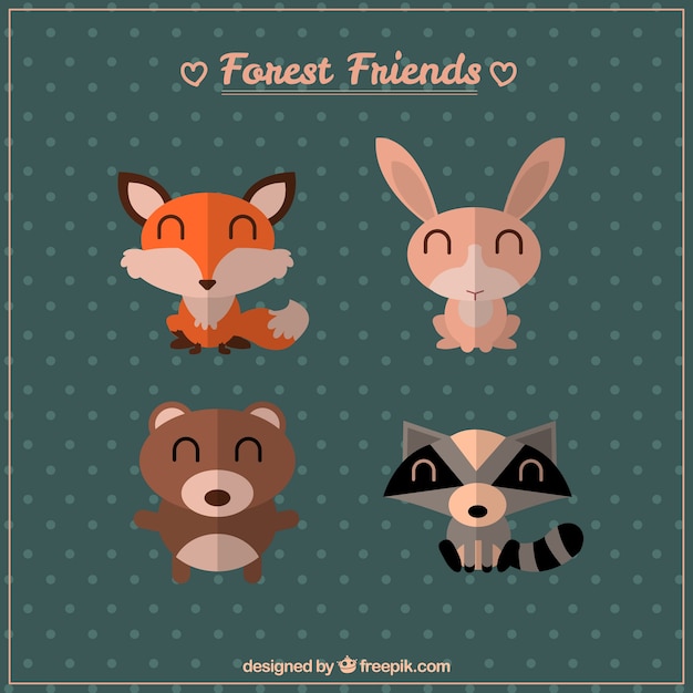 Free vector happy forest animals