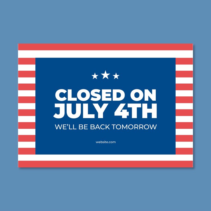 Free Vector happy fourth of july closed sign