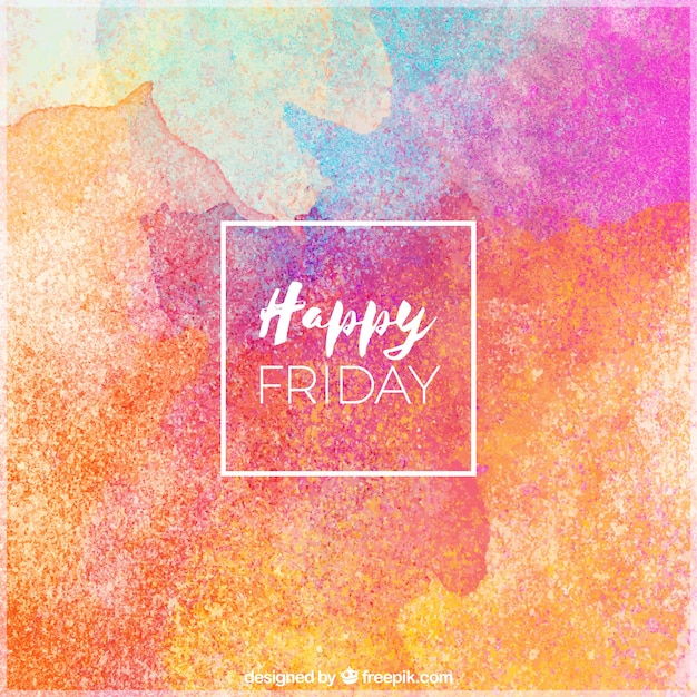 Free vector happy friday, background with watercolors