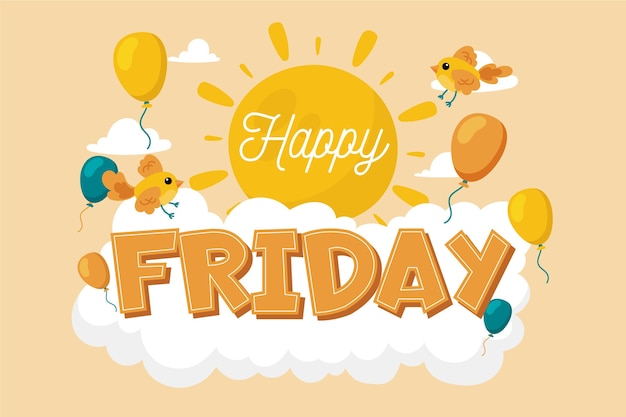 Free vector happy friday message with illustrations