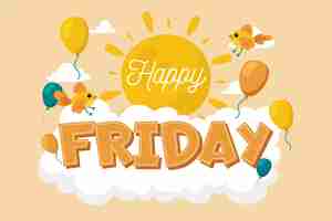 Free vector happy friday message with illustrations