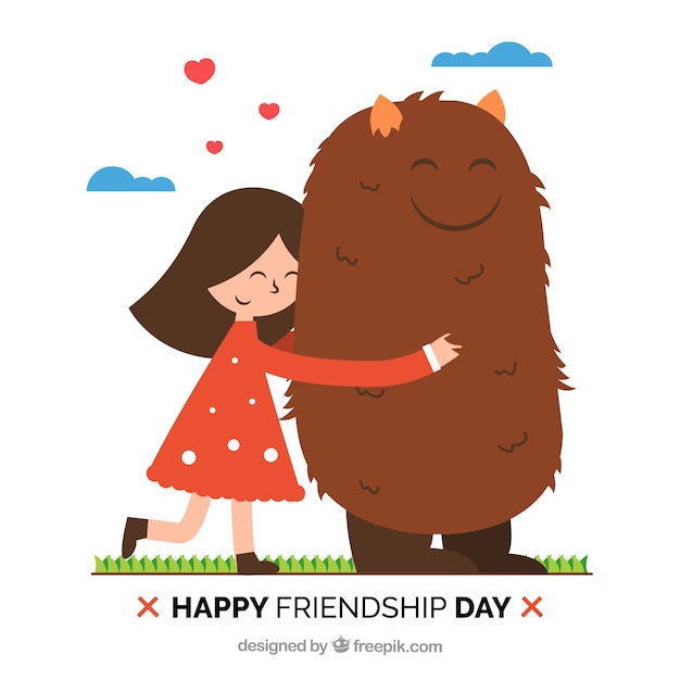 Free vector happy friendship day background with monster