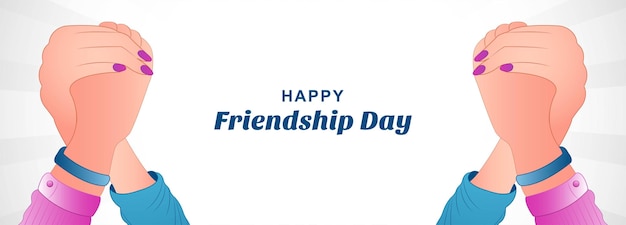 Free vector happy friendship day hand draw colorful illustration hand holding banner background