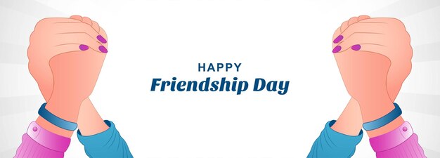 Happy friendship day hand draw colorful illustration hand holding banner background