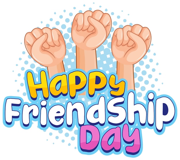 Vettore gratuito logo happy friendship day con tre pugni
