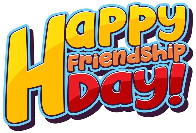 白い背景の上の幸せな友情の日の単語のロゴ