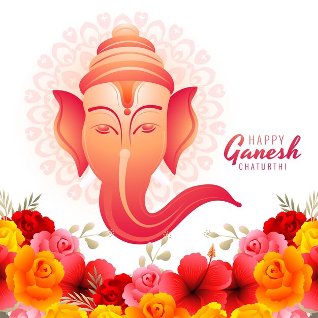 Happy ganesh chaturthi celebration with prayer to lord ganesha card background