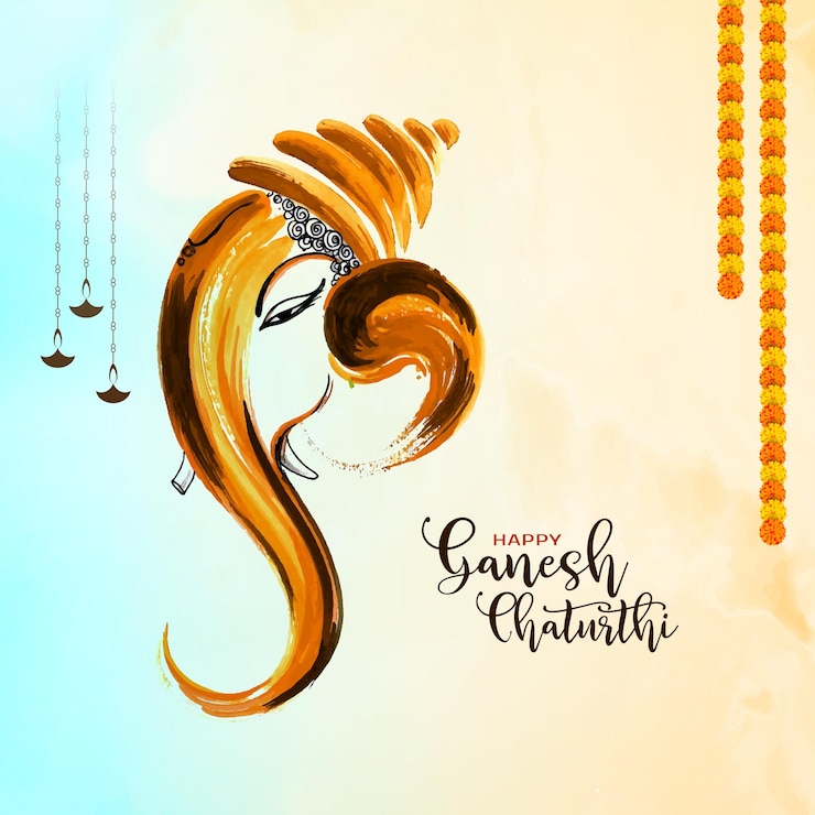 Free Vector happy ganesh chaturthi cultural festival beautiful watercolor background