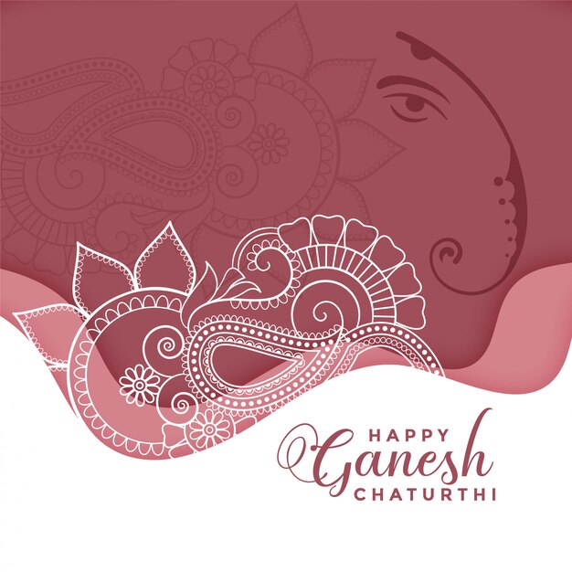 Happy ganesh chaturthi in eithnic decorative style