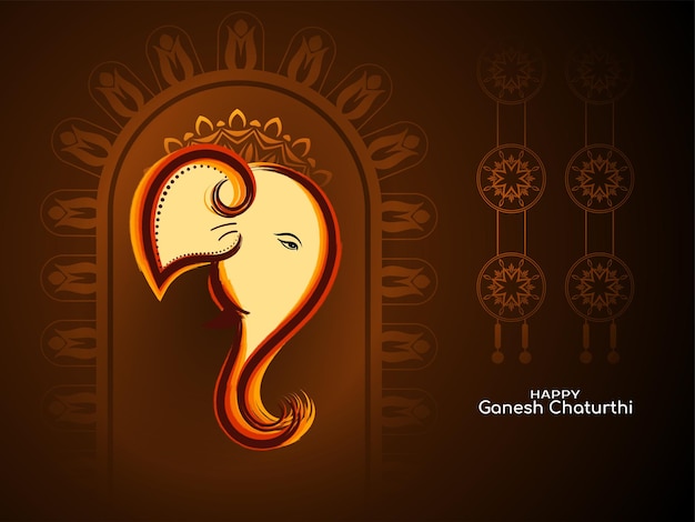Free vector happy ganesh chaturthi festival brown color background vector