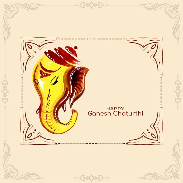 Free vector happy ganesh chaturthi festival card with lord ganesha face design